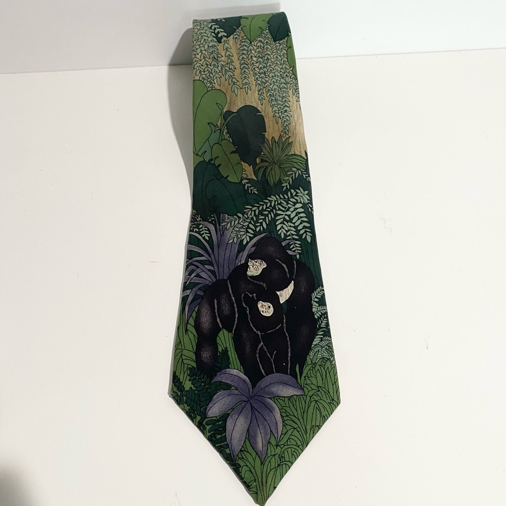 World Wildlife Fund Men’s Zoo Zoological Zoo Keeper Gorilla Monkey Mountain Tie - Picture 5 of 5
